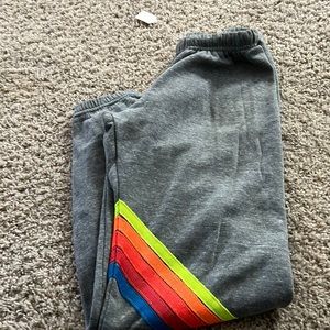 Aviator Nation - heather gray sweatpants with stripes size small